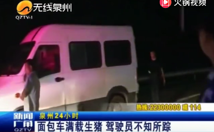 南安：面包车满载生猪 驾驶员不知所踪