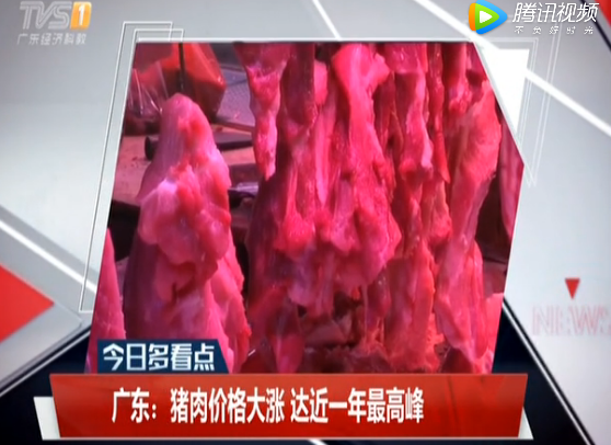 广东：猪肉价格大涨 达近一年最高峰