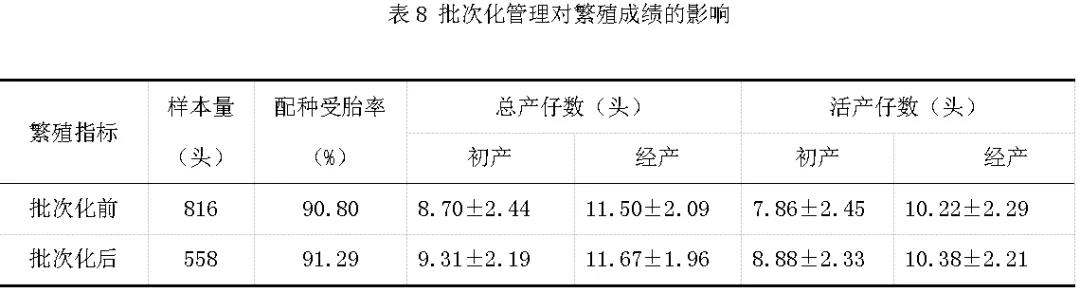 批次化管理对地方母猪繁殖性能的影响