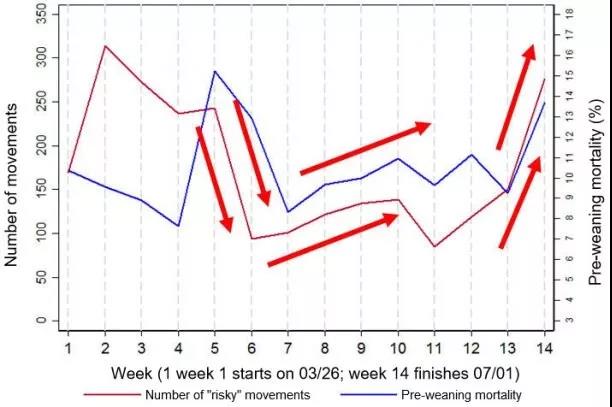 图表显示了断奶前死亡率