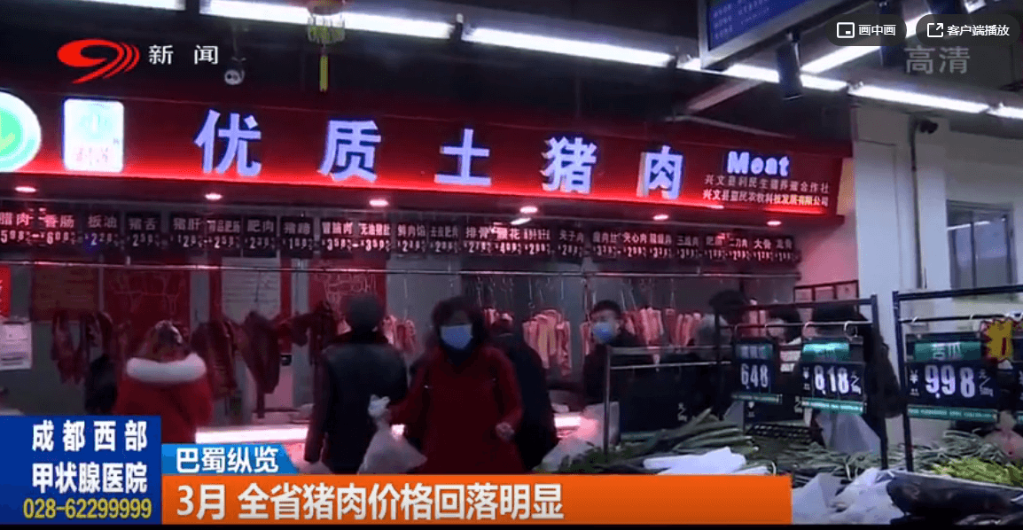 消费品价格均有下降！川省猪肉价格回落明显！