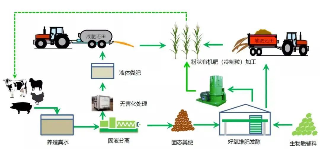图1 “全量还田+好氧堆肥”的粪污治理模式