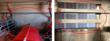 照片1：猪场和运输车犯了同样的错误；所有的工作都由压力清洗设备来完成。如果发生这种情况，则表明清洗不当，必须“手动”纠正。没有什么比水、漂白剂和抹布更好的了。