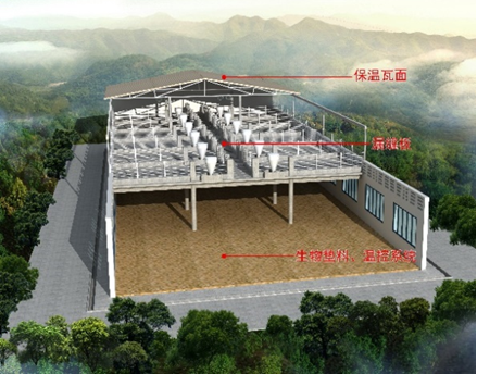 高床发酵型生态养猪系统示意图