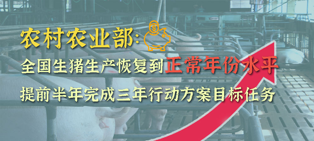 农村农业部：全国生猪生产恢复到正常年份水平，提前半年完成三年行动方案目标任务