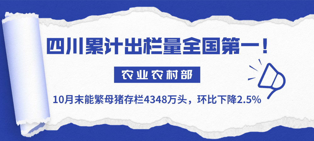 最新能繁母猪存栏数据出炉，四川生猪累计出栏量排名第一！