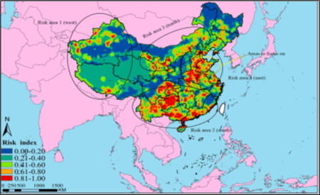 中国大陆口蹄疫风险图