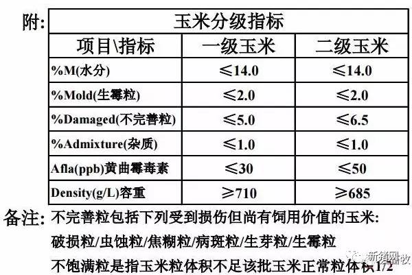 玉米分级指标