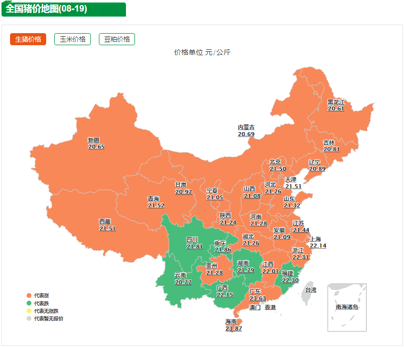 8月19日猪价地图