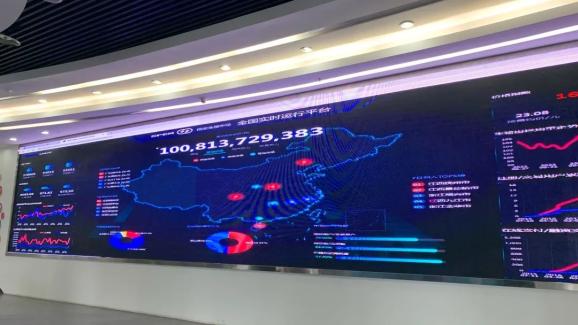 国家级重庆(荣昌)生猪交易市场大屏上展示着实时监控的全国生猪价格、交易量等数据
