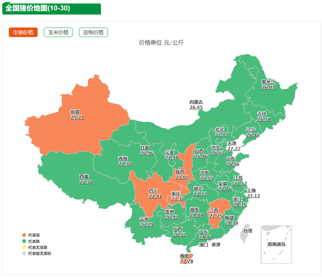 全国猪价地图