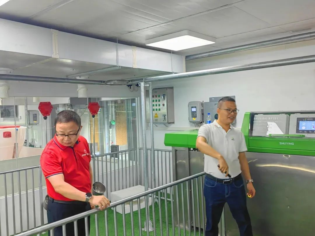 高远飞副总裁（左）、数影科技副总经理麻满财（右）现场指导
