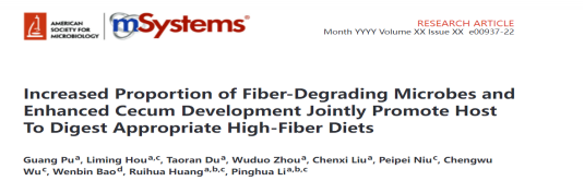 Increased Proportion of Fiber-Degrading Microbes and Enhanced Cecum Development Jointly Promote Host To Digest Appropriate High-Fiber Diets