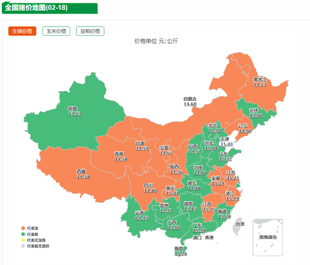 全国猪价地图