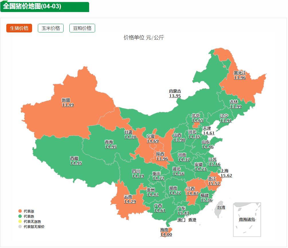 全国猪价地图