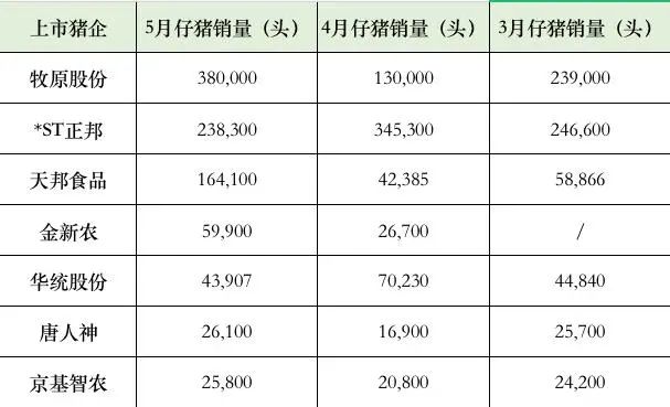 猪企仔猪销售情况