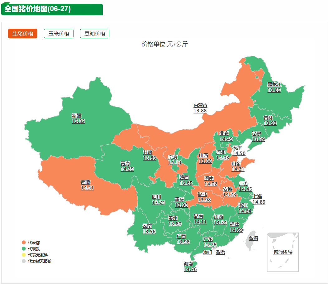 全国猪价地图