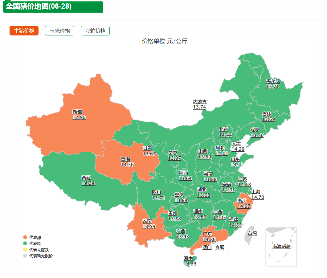 全国猪价地图