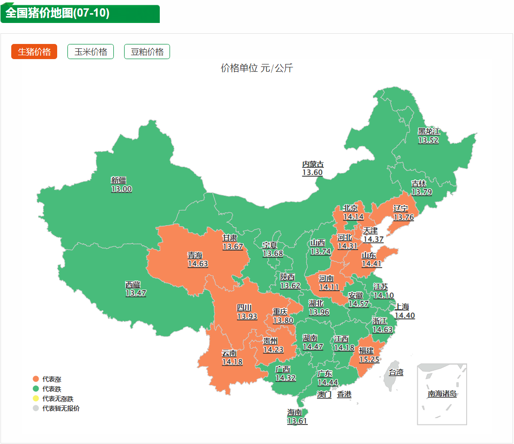 全国猪价地图