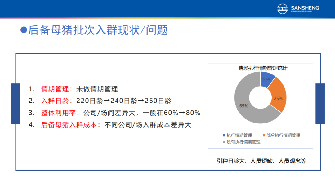 后备母猪批次入群现状