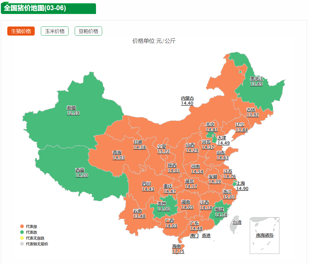 全国猪价地图
