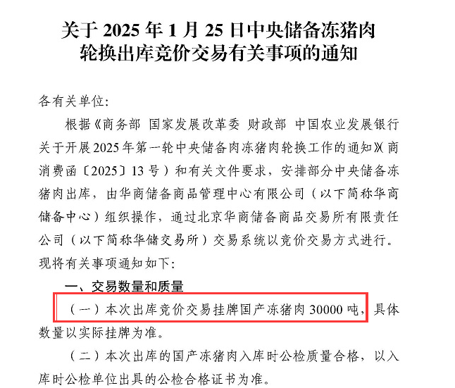 中央储备肉轮换通知