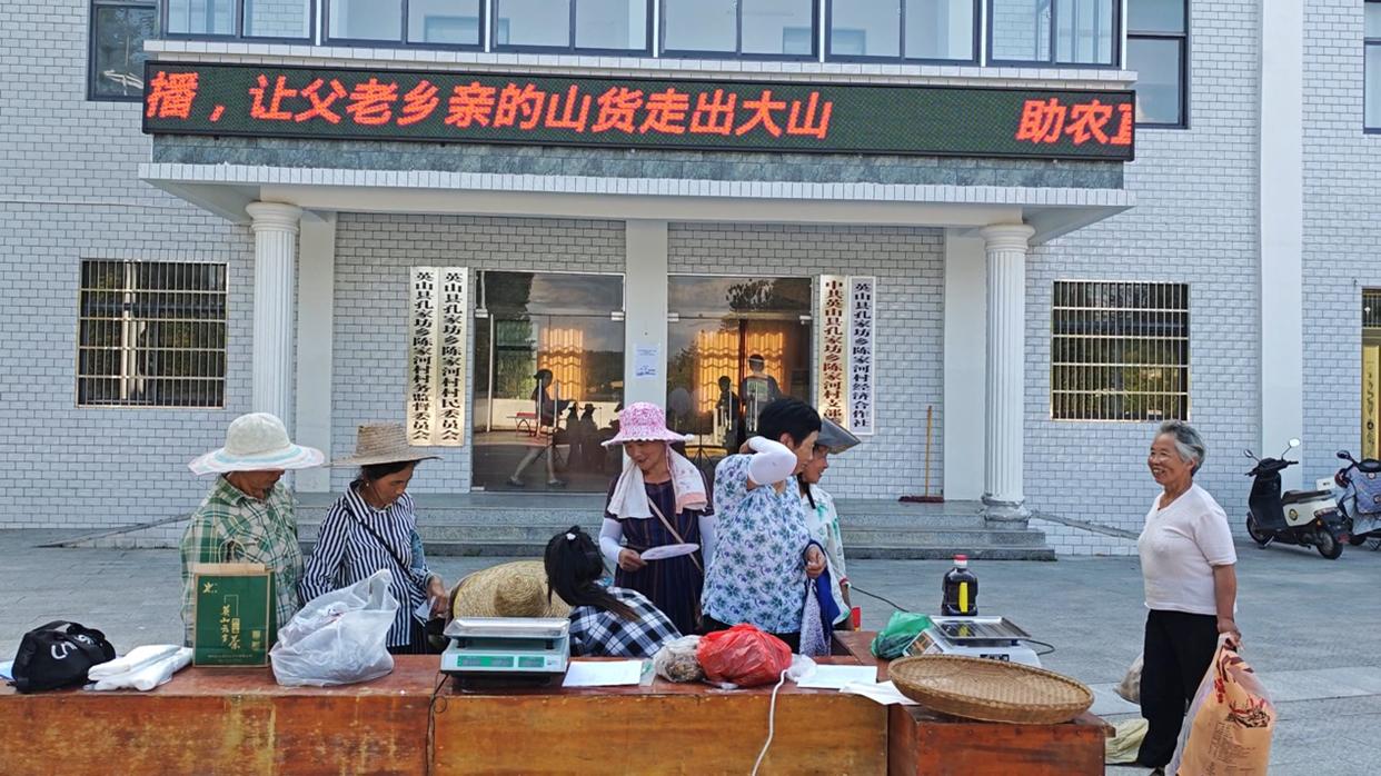 村委会门口的助农直播现场