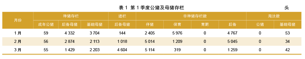 公猪及母猪存栏