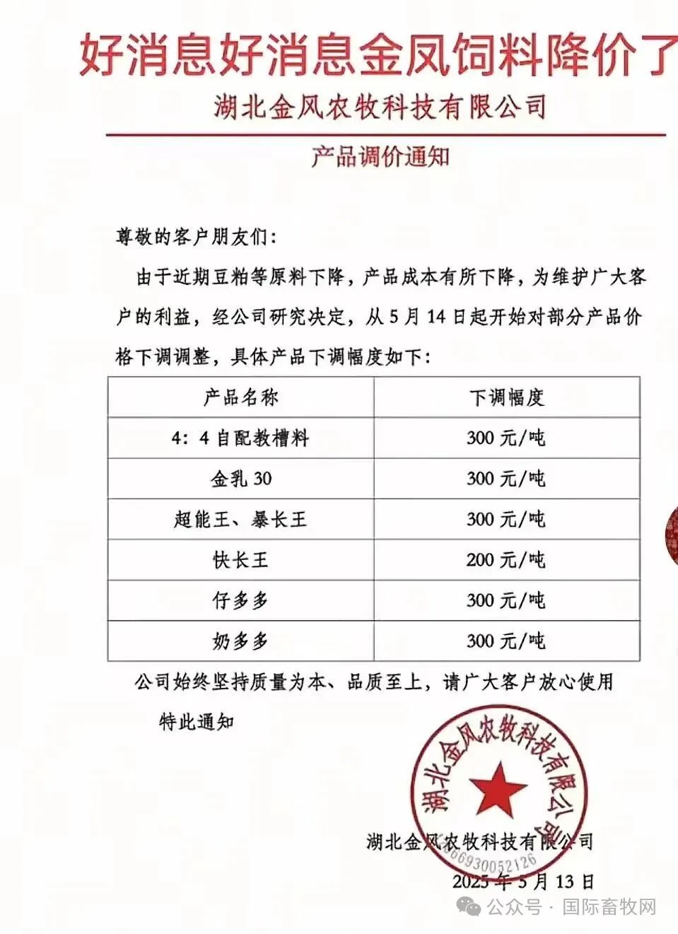 饲料降价