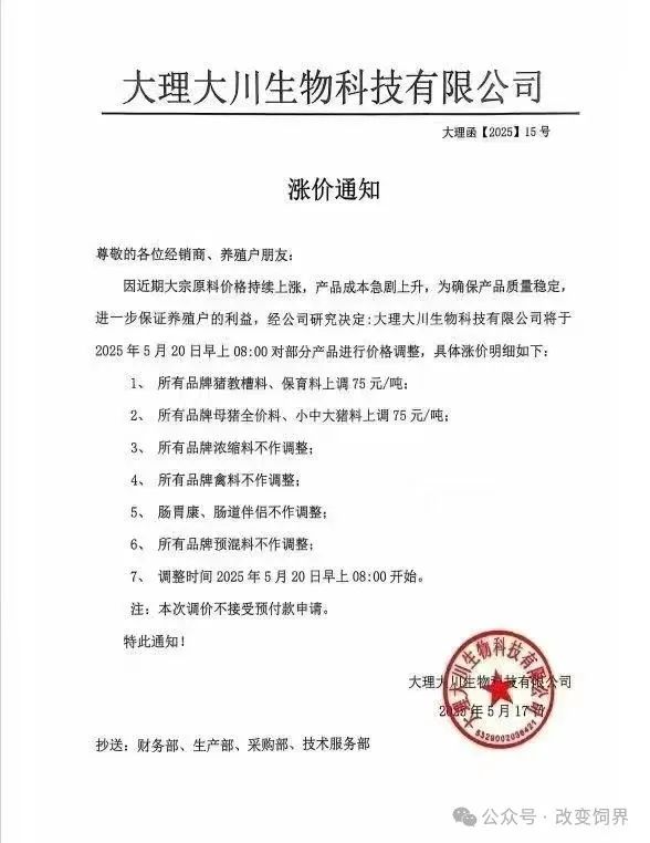 又涨了！最高涨100元/吨！新希望、安佑、傲农、漓源、铁骑力士等多家饲企宣布涨价...