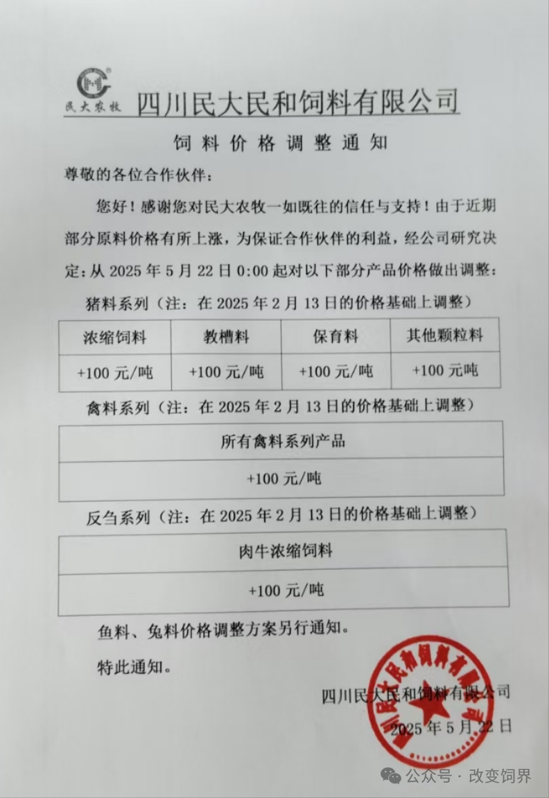 又涨了！最高涨100元/吨！新希望、安佑、傲农、漓源、铁骑力士等多家饲企宣布涨价...