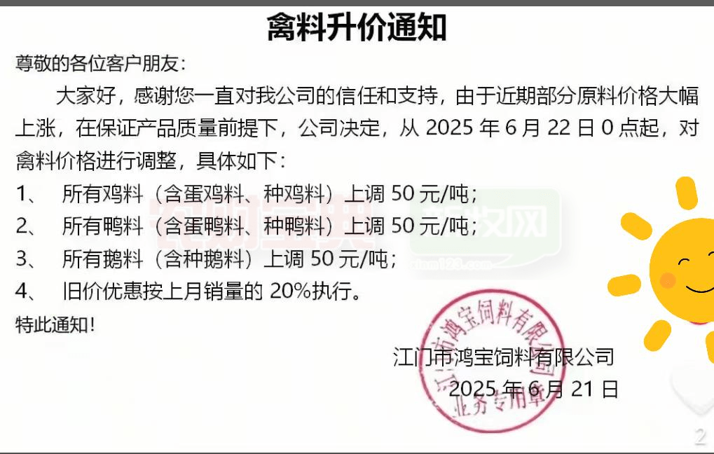 饲料调价通知