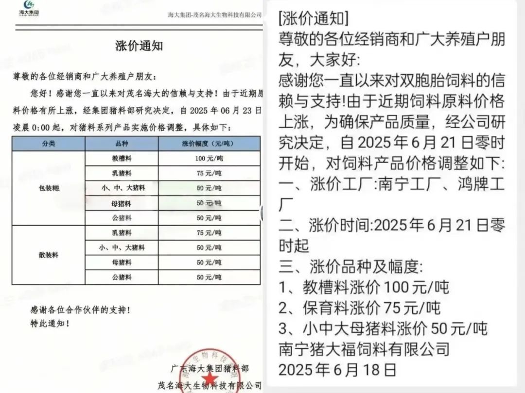 饲料调价通知