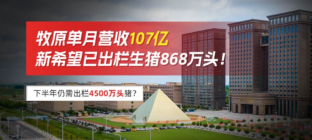 牧原单月营收107亿，新希望已出栏生猪868万头！下半年仍需出栏4500万头猪？