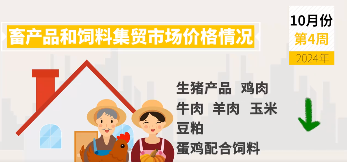 10月第4周生猪产品、鸡肉、牛肉、羊肉、玉米、豆粕价格下跌