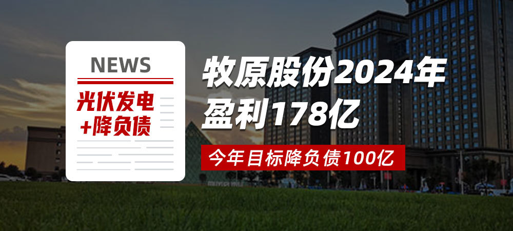 光伏发电+降负债：牧原股份2024年盈利178亿，今年目标降负债100亿